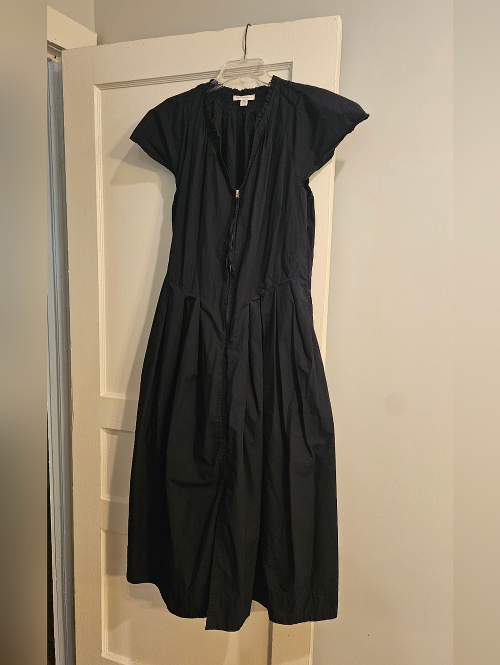 Cap-Sleeve Navy Midi Dress with Front Zip By Free Assembly, Size 16/18